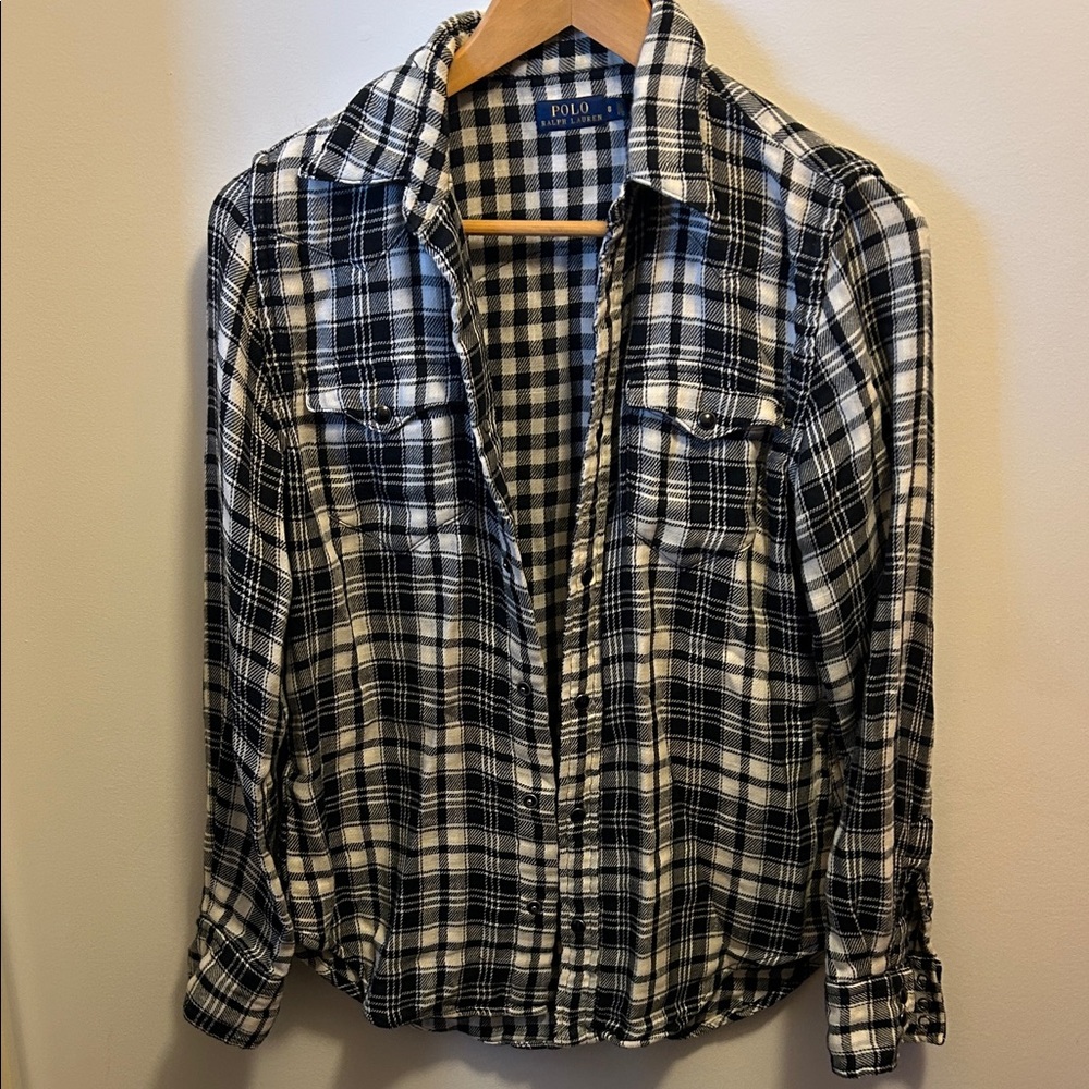 Ralph Lauren Navy and White Checkered Shirt